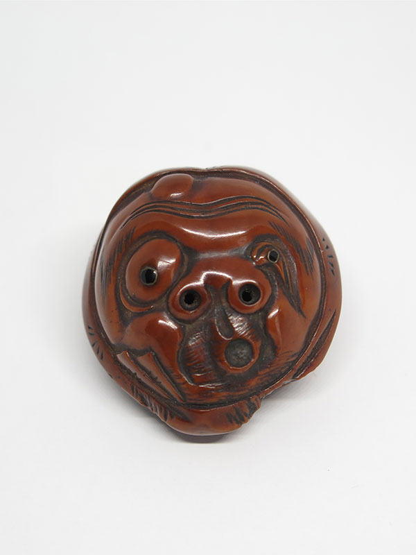 Gyokuzan kurumi mask netsuke